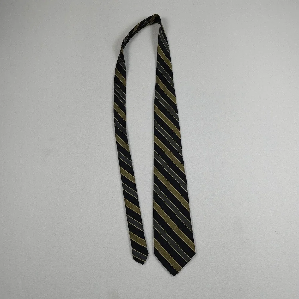 Robert Talbott Tie Black Brown Striped Mens REPP Necktie 100% Silk Designer USA